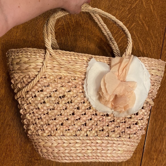 J. Crew Large Woven Basket Tote Bag Purse Approx. 6”D x18”L ~6.75-7.25” drop - Picture 2 of 15
